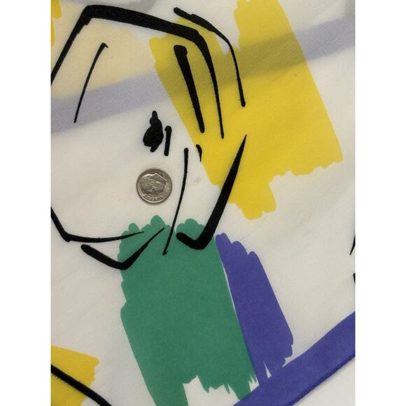 Vintage White‎ Purple Wrap Scarf Rectangle Geometric Colorful 53" X 10" - Picture 6 of 7